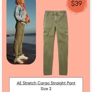 American Eagle Outfitters Olive Cargo Pants for Men